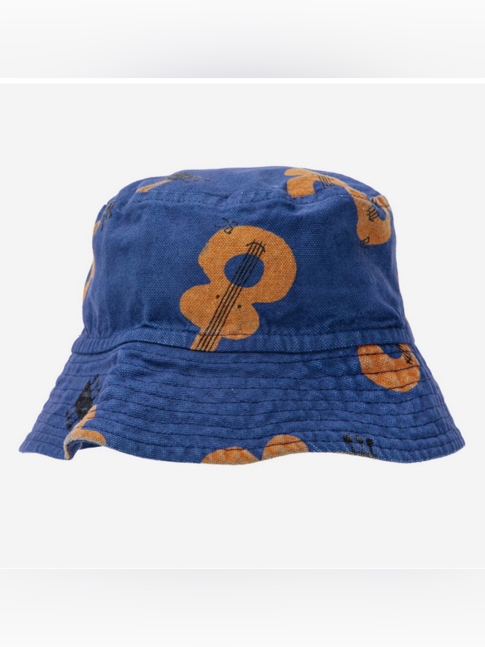 Bobo Choses Navy Bucket Hat with Orange Guitar Motif